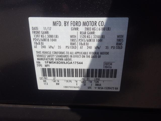Photo 10 from auction – 2018 FORD EXPLORER X with VIN 1FM5K8D89JGA17544
