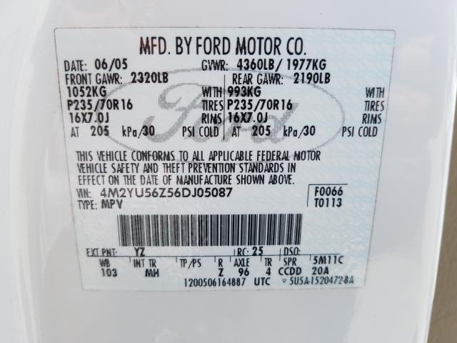 Photo 10 from auction – 2006 MERCURY MARINER with VIN 4M2YU56Z56DJ05087