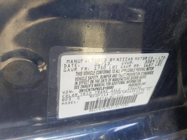 Photo 10 from auction – 2014 NISSAN VERSA S with VIN 3N1CN7AP6EL819580
