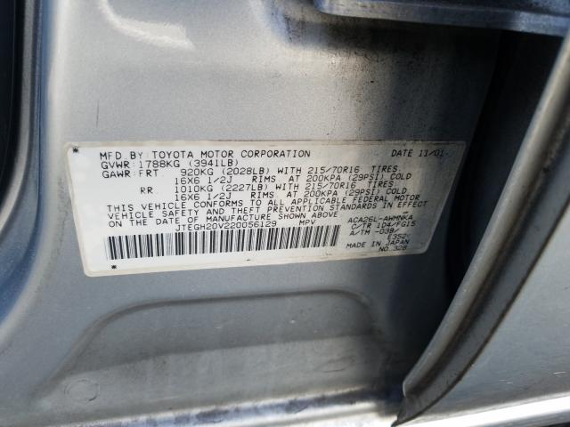 Photo 10 from auction – 2002 TOYOTA RAV4 with VIN JTEGH20V220056129