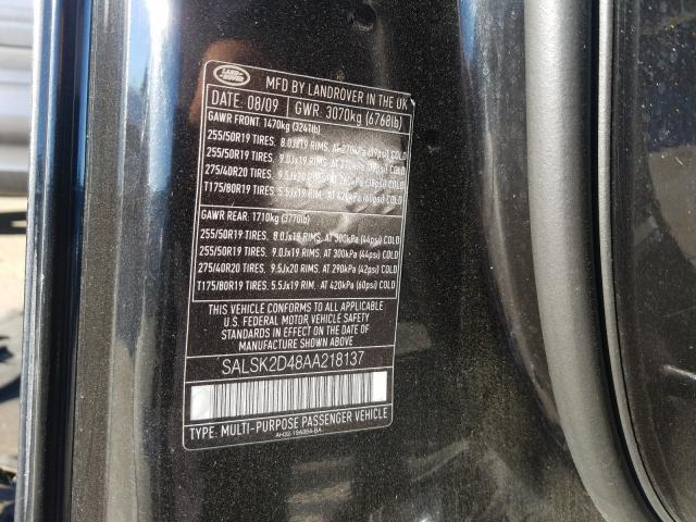 Photo 10 from auction – 2010 LAND ROVER RANGE ROVE with VIN SALSK2D48AA218137