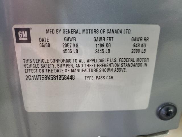 Photo 10 from auction – 2008 CHEVROLET IMPALA LT with VIN 2G1WT58K581358448