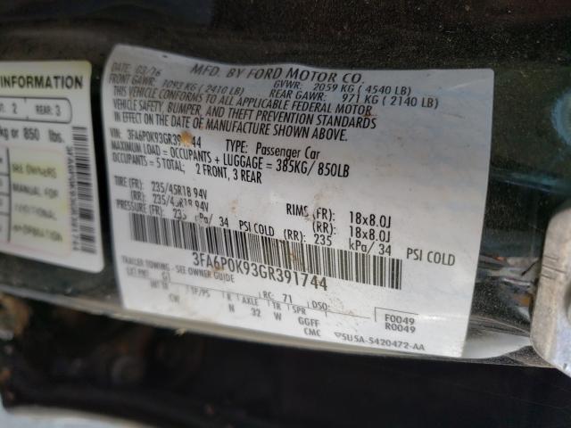 Photo 10 from auction – 2016 FORD FUSION TIT with VIN 3FA6P0K93GR391744