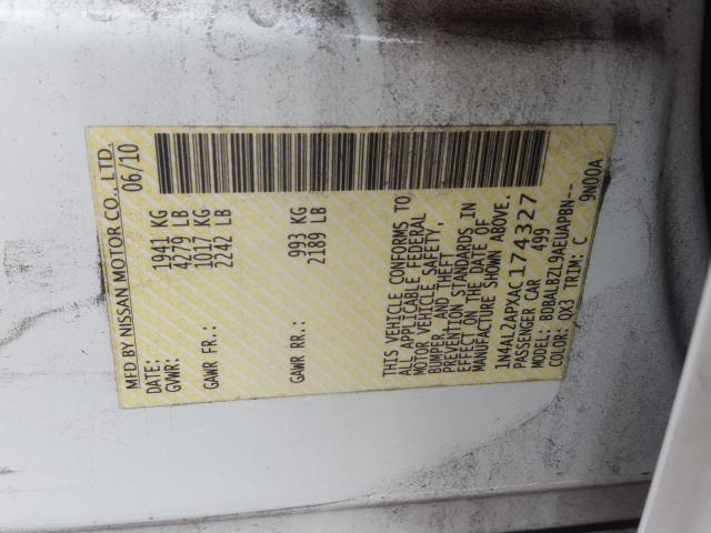 Photo 10 from auction – 2010 NISSAN ALTIMA BAS with VIN 1N4AL2APXAC174327