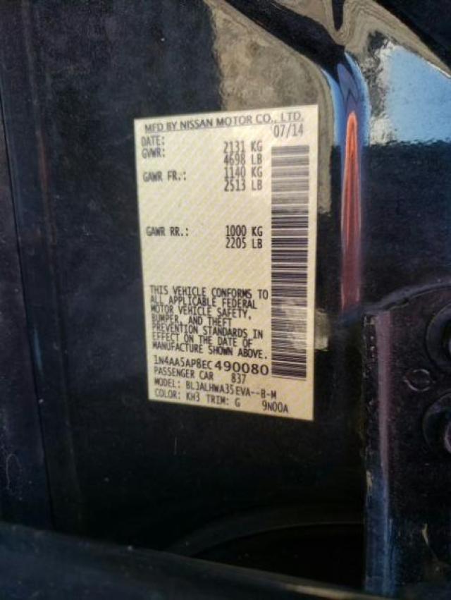 Photo 10 from auction – 2014 NISSAN MAXIMA S with VIN 1N4AA5AP8EC490080
