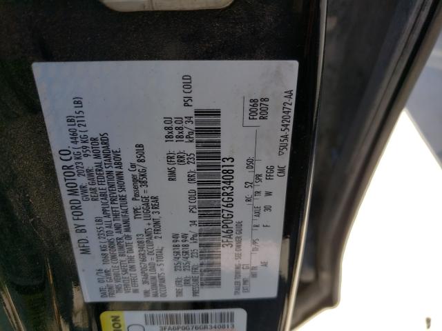 Photo 10 from auction – 2016 FORD FUSION S with VIN 3FA6P0G76GR340813