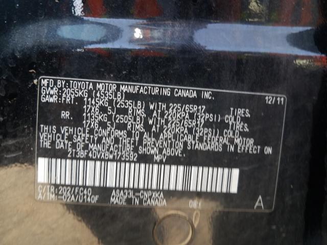 Photo 10 from auction – 2011 TOYOTA RAV4 with VIN 2T3BF4DVXBW173592