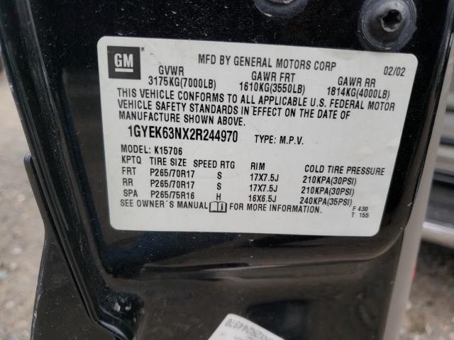 Photo 10 from auction – 2002 CADILLAC ESCALADE L with VIN 1GYEK63NX2R244970