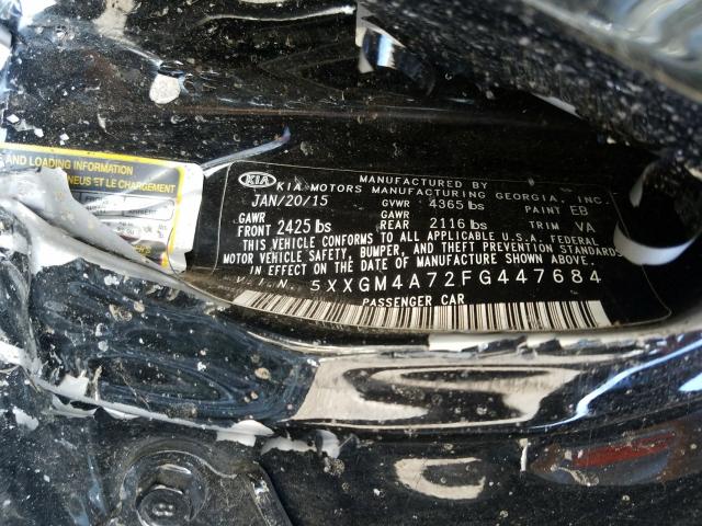 Photo 10 from auction – 2015 KIA OPTIMA with VIN 5XXGM4A72FG447684