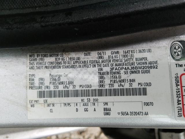 Photo 10 from auction – 2011 FORD FIESTA S with VIN 3FADP4AJ8BM209892