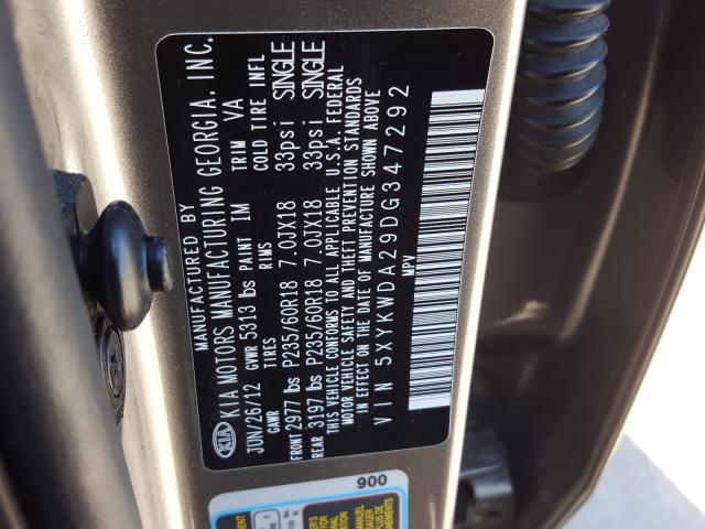Photo 10 from auction – 2013 KIA SORENTO with VIN 5XYKWDA29DG347292