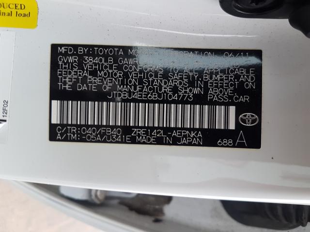 Zdjęcie 10 z aukcji – 2011 TOYOTA COROLLA BA z VIN JTDBU4EE6BJ104773