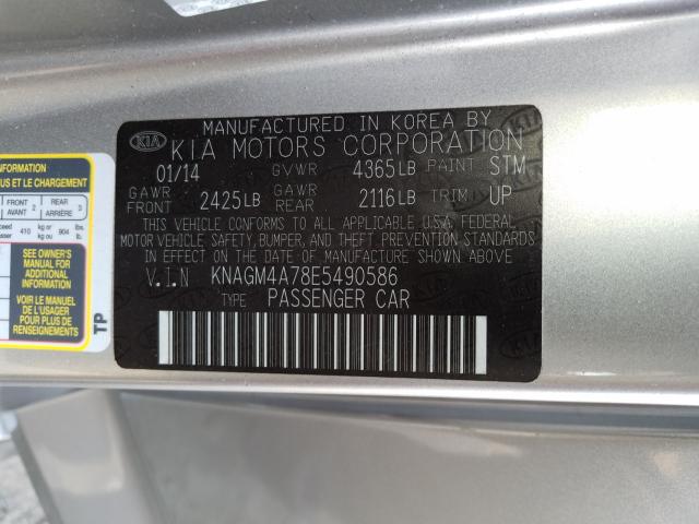 Photo 10 from auction – 2014 KIA OPTIMA LX with VIN KNAGM4A78E5490586