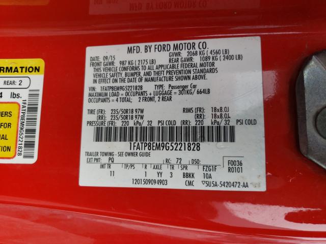Photo 10 from auction – 2016 FORD MUSTANG with VIN 1FATP8EM9G5221828