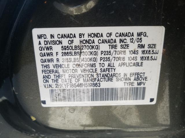 Photo 10 from auction – 2006 HONDA PILOT with VIN 2HKYF18546H519863