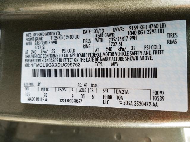 Photo 10 from auction – 2013 FORD ESCAPE SE with VIN 1FMCU9GX3DUC99762