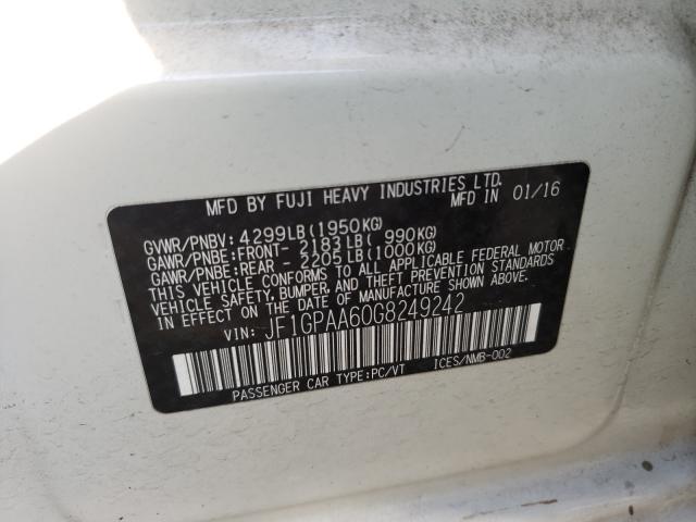 Photo 10 from auction – 2016 SUBARU IMPREZA with VIN JF1GPAA60G8249242