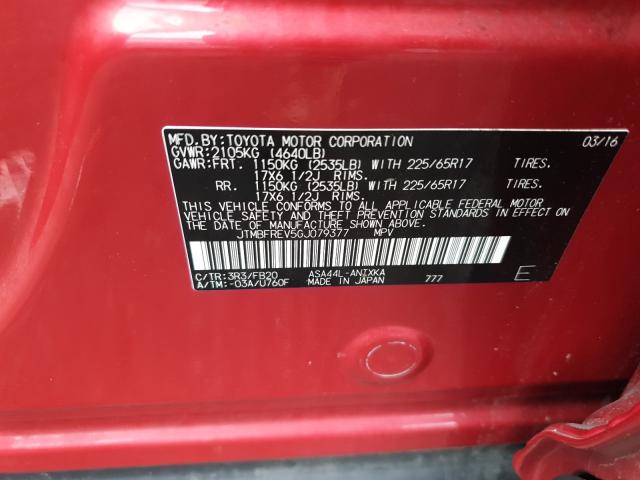 Photo 10 from auction – 2016 TOYOTA RAV4 LE with VIN JTMBFREV5GJ079377