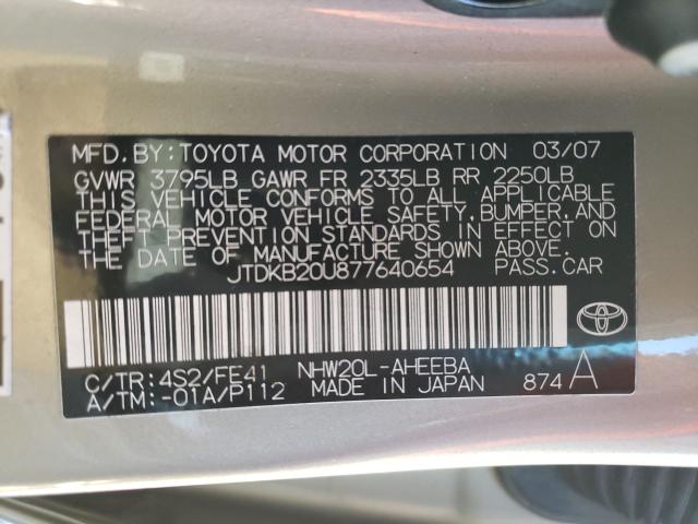 Photo 10 from auction – 2007 TOYOTA PRIUS with VIN JTDKB20U877640654