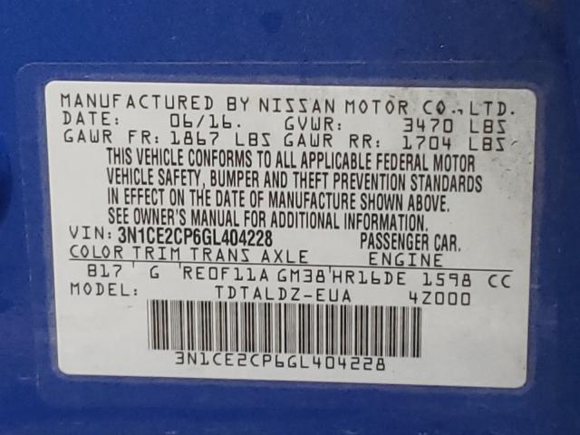 Photo 10 from auction – 2016 NISSAN VERSA NOTE with VIN 3N1CE2CP6GL404228