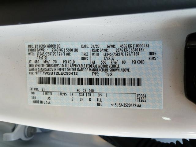 Photo 10 from auction – 2020 FORD F250 SUPER with VIN 1FT7W2BT2LEC90412