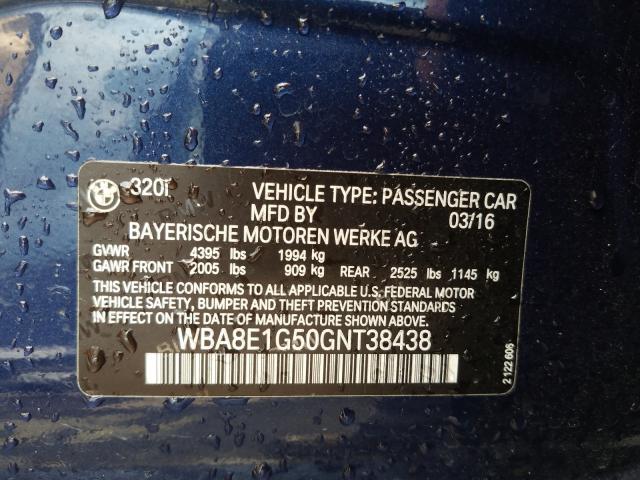 Foto 10 de la subasta – 2016 BMW 320 I con VIN WBA8E1G50GNT38438