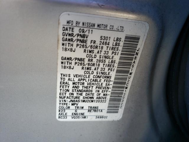 Photo 10 from auction – 2012 INFINITI FX35 with VIN JN8AS1MU2CM120322