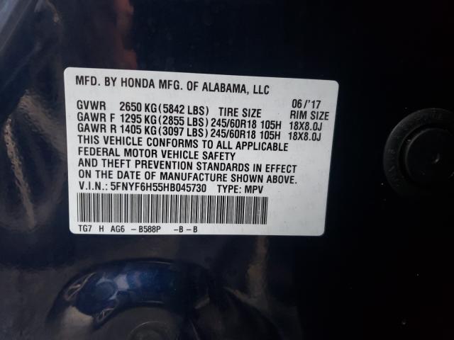 Photo 10 from auction – 2017 HONDA PILOT EXL with VIN 5FNYF6H55HB045730