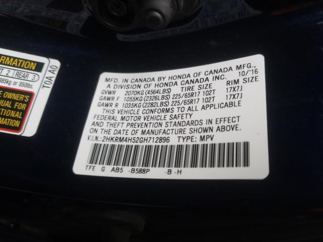 Photo 10 from auction – 2016 HONDA CR-V EX with VIN 2HKRM4H52GH712896