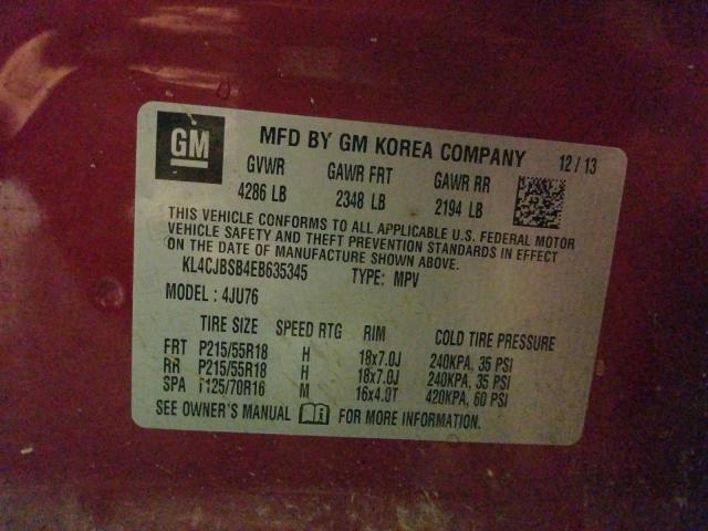 Photo 10 from auction – 2014 BUICK ENCORE CON with VIN KL4CJBSB4EB635345