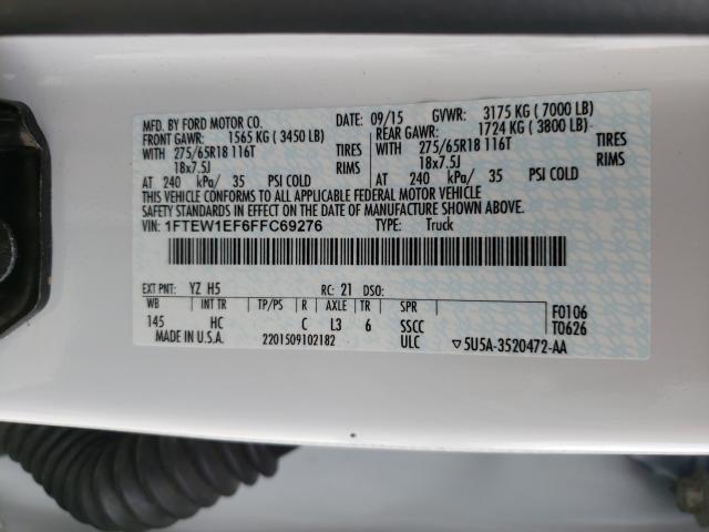 Photo 10 from auction – 2015 FORD F150 SUPER with VIN 1FTEW1EF6FFC69276