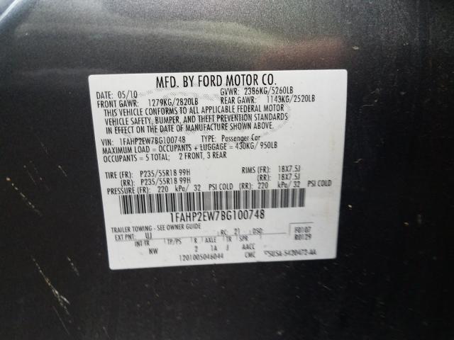 Photo 10 from auction – 2011 FORD TAURUS SEL with VIN 1FAHP2EW7BG100748