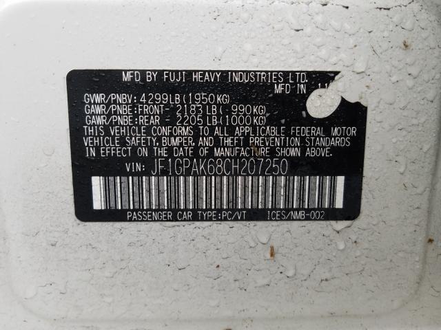 Photo 10 from auction – 2012 SUBARU IMPREZA LI with VIN JF1GPAK68CH207250