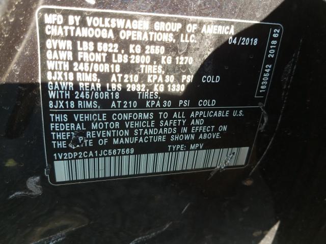 Photo 10 from auction – 2018 VOLKSWAGEN ATLAS SE with VIN 1V2DP2CA1JC567569