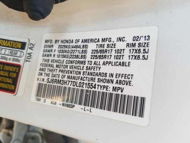 Photo 10 from auction – 2013 HONDA CR-V EXL with VIN 5J6RM3H77DL021554