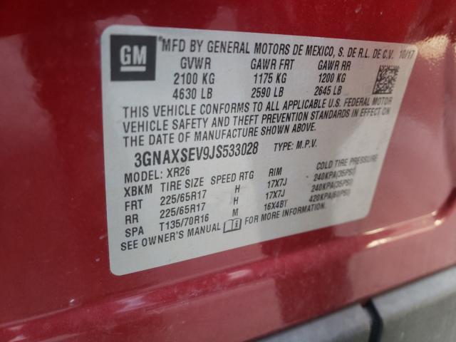 Photo 10 from auction – 2018 CHEVROLET EQUINOX LT with VIN 3GNAXSEV9JS533028