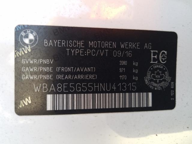 Photo 10 from auction – 2017 BMW 320 XI with VIN WBA8E5G55HNU41315