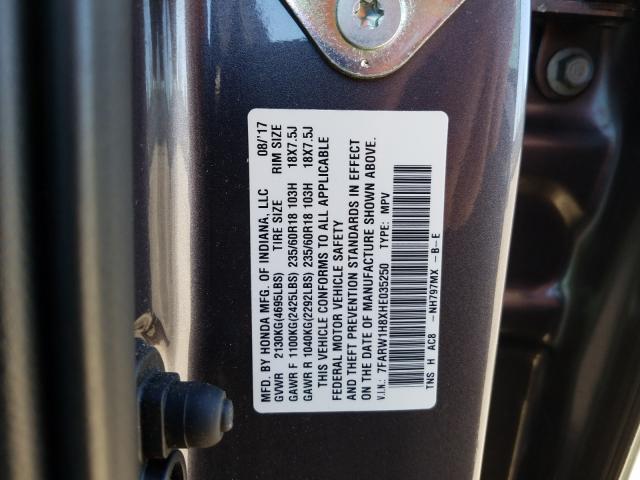 Photo 10 from auction – 2017 HONDA CR-V EXL with VIN 7FARW1H8XHE035250