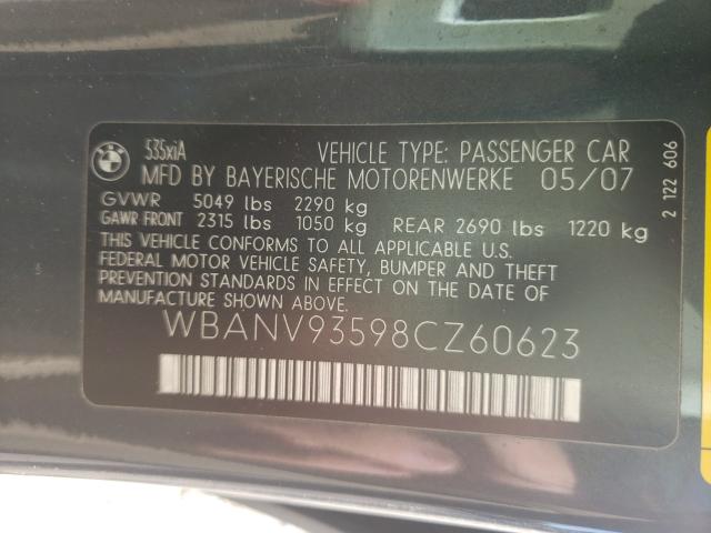 Photo 10 from auction – 2008 BMW 535 XI with VIN WBANV93598CZ60623