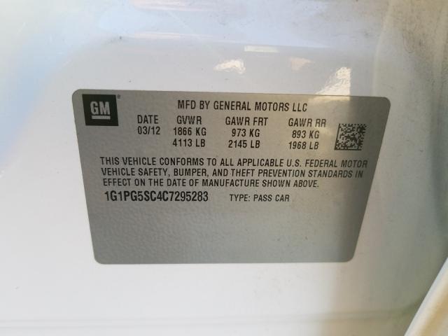 Photo 10 from auction – 2012 CHEVROLET CRUZE LT with VIN 1G1PG5SC4C7295283