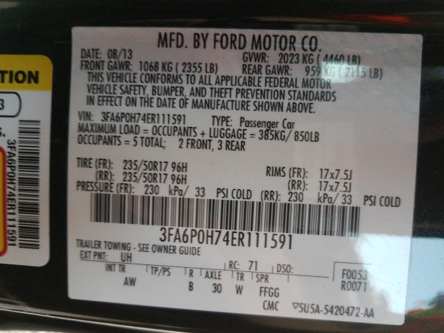 Photo 10 from auction – 2014 FORD FUSION SE with VIN 3FA6P0H74ER111591