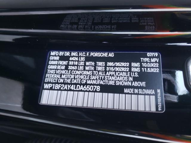 Photo 10 from auction – 2020 PORSCHE CAYENNE TU with VIN WP1BF2AY4LDA65078