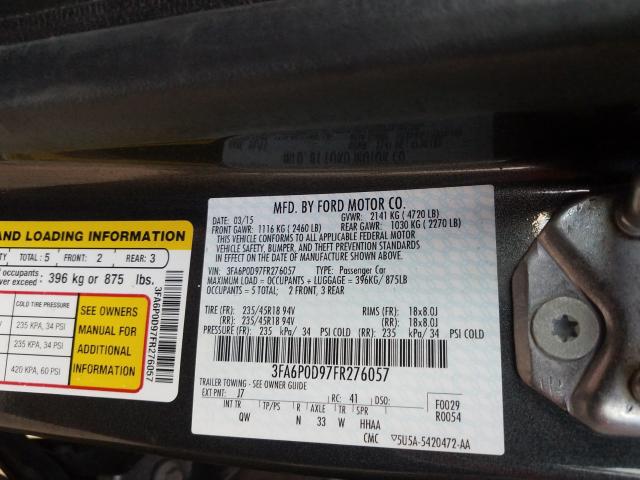 Photo 10 from auction – 2015 FORD FUSION TIT with VIN 3FA6P0D97FR276057