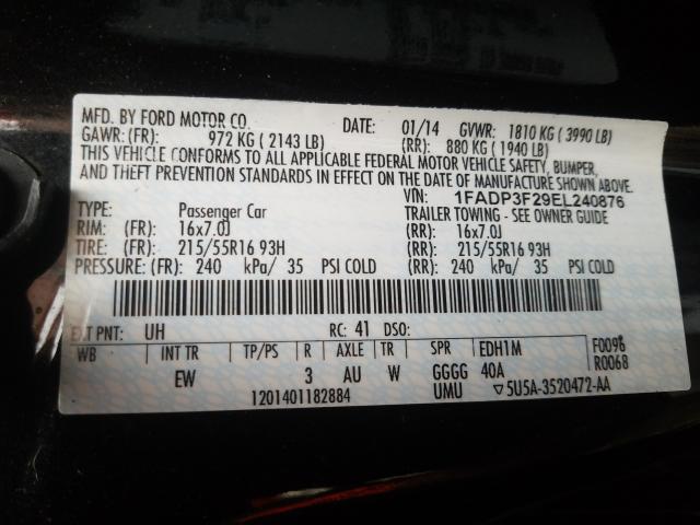 Photo 10 from auction – 2014 FORD FOCUS SE with VIN 1FADP3F29EL240876
