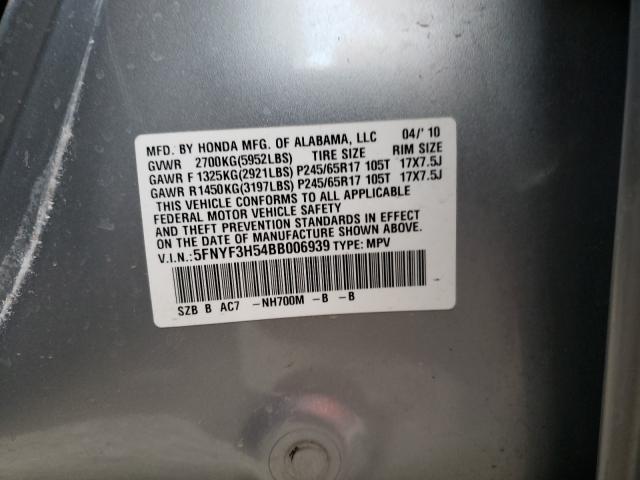 Photo 10 from auction – 2011 HONDA PILOT EXL with VIN 5FNYF3H54BB006939