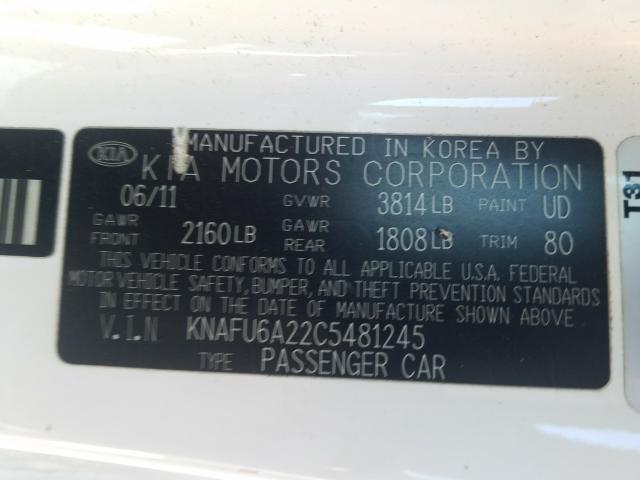 Photo 10 from auction – 2012 KIA FORTE EX with VIN KNAFU6A22C5481245
