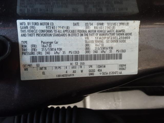 Photo 10 from auction – 2014 FORD FOCUS SE with VIN 1FADP3F23EL259469