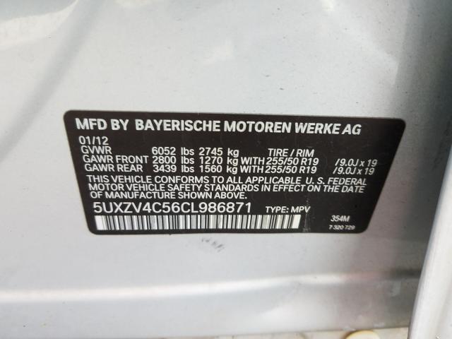 Photo 10 from auction – 2012 BMW X5 XDRIVE3 with VIN 5UXZV4C56CL986871