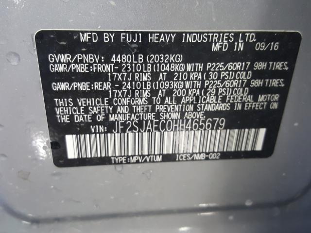 Photo 10 from auction – 2017 SUBARU FORESTER 2 with VIN JF2SJAEC0HH465679