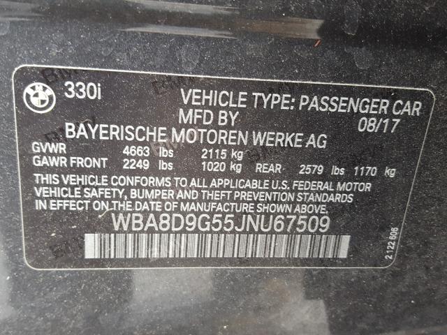 Photo 10 from auction – 2018 BMW 330 XI with VIN WBA8D9G55JNU67509